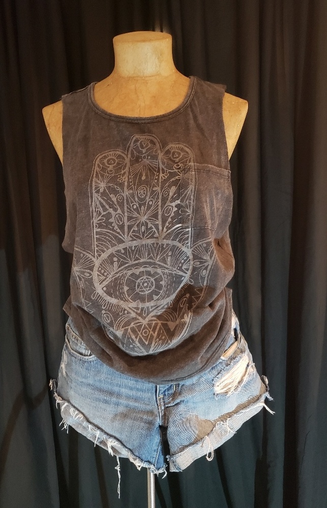 LOL VINTAGE Hamsa Hand with Eye Cutoff Tee